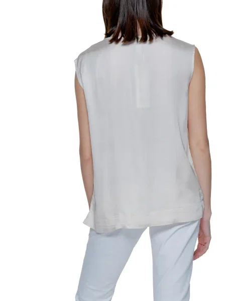 Bluzka Street One bez rękawów w miejskim stylu w jednolitym kolorze biała