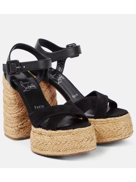 Sandale Christian Louboutin din piele de căprioară cu platformă negru