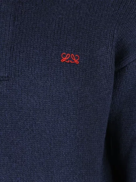 Tricou polo Loewe de lână albastru