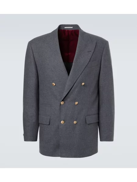 Вълнен блейзър Brunello Cucinelli сиво