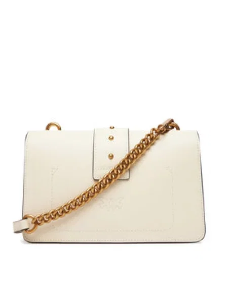 Usnjena crossbody torbica Pinko bež