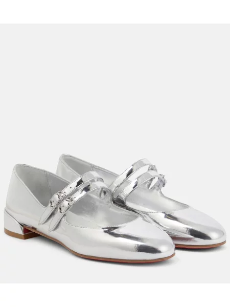 Pantofi cu toc Christian Louboutin din piele argintiu