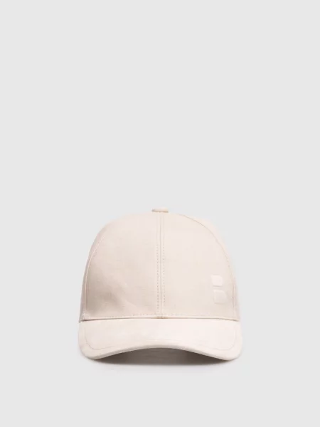 Комбінована кепка з емблемою Brett Johnson бежева
