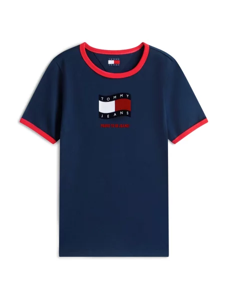 Tommy Jeans Tricou bleumarin / roșu / negru alb