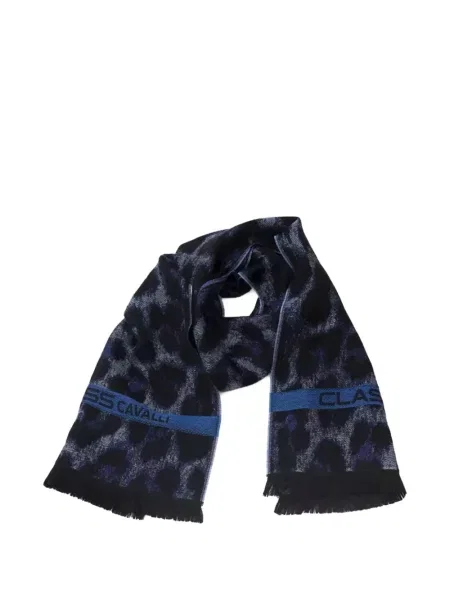 Fular Cavalli Class cu imagine cu model leopard albastru
