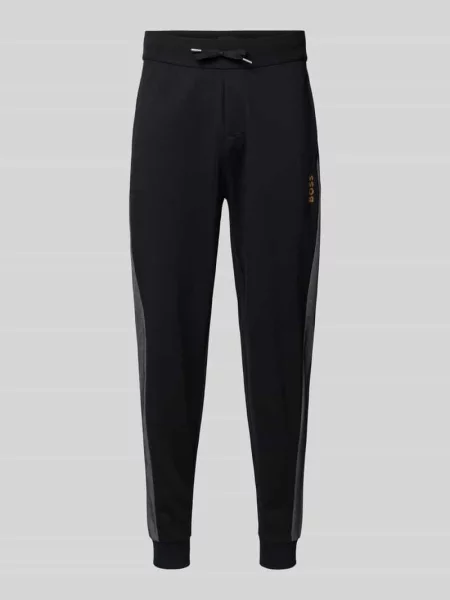 Spodnie dresowe o kroju relaxed fit z nadrukiem z logo Boss czarne