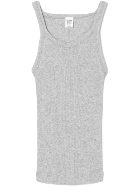 Dzianinowa podkoszulka Re/done prążkowana szara