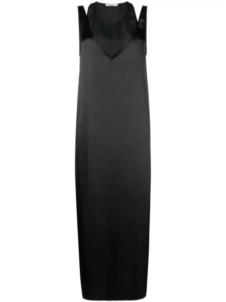 Копринена костюм миди рокля Gauchere до коляното черно