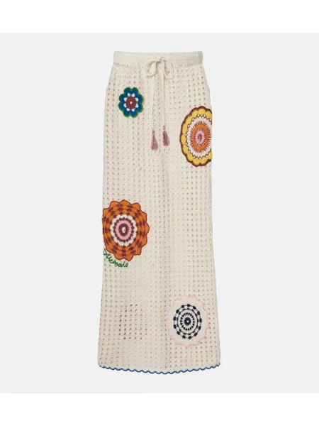 Fusta maxi Alemais cu broderie alb