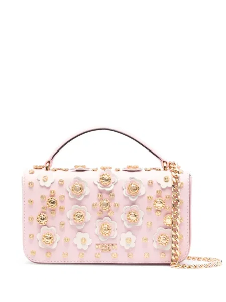 Geantă Moschino cu model floral roz