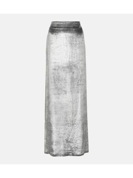 Fusta maxi Brunello Cucinelli de catifea argintiu