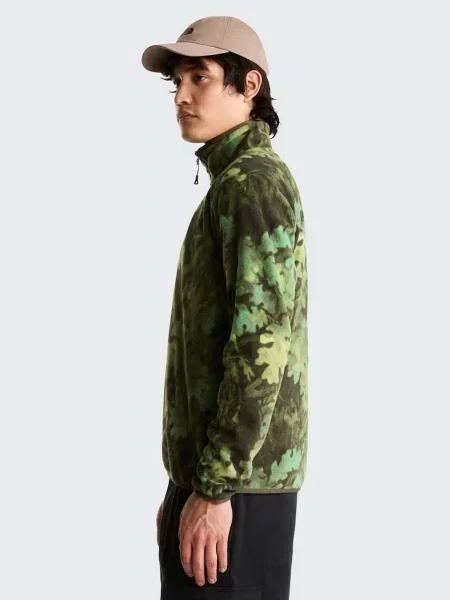 Флисовый свитер The North Face с лого зеленый