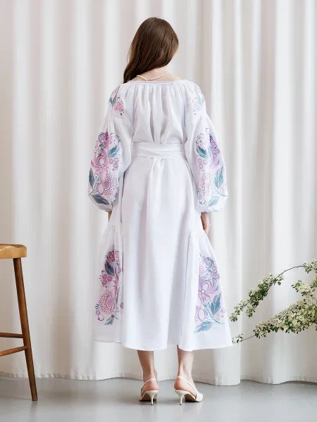 Платье Embroidered Gem с вышивкой белое