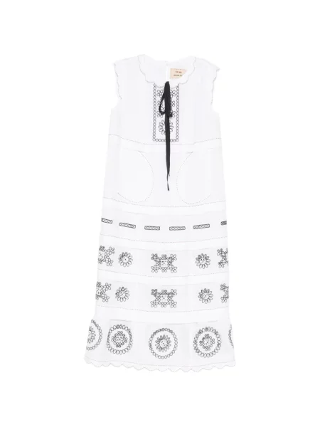 Rochie midi Vita Kin cu broderie fără mâneci alb