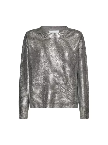 Sweter Richmond wełniany z okrągłym dekoltem szary