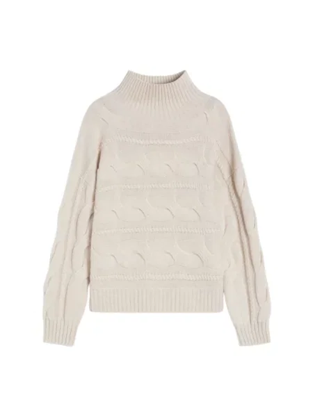 Sweter Max Mara Studio z kaszmiru z wysokim kołnierzem beżowy