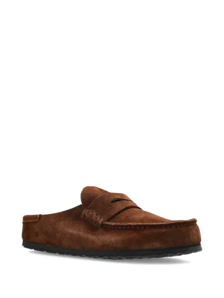 Papuci tip mules Birkenstock din piele de căprioară maro