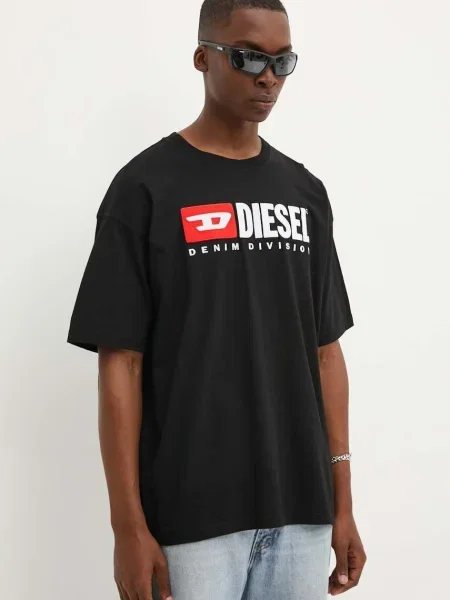 Тениска Diesel T-BOXT-DIV с апликация черно