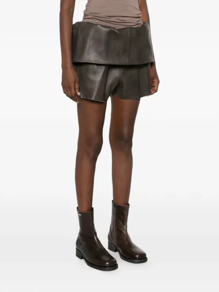 Pantaloni scurți Rick Owens din piele gri