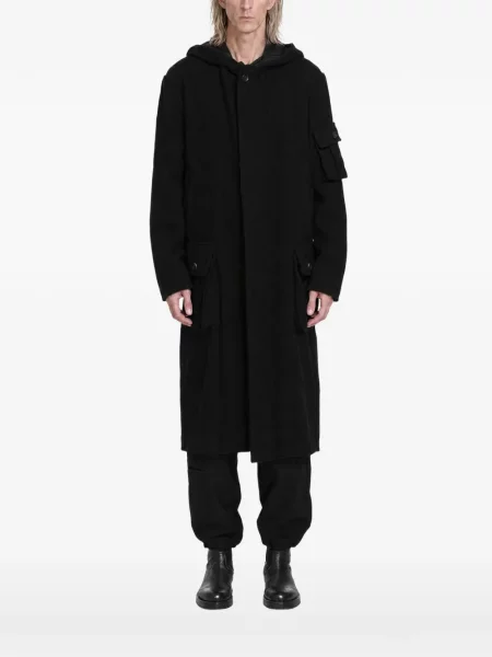 Παλτό Yohji Yamamoto με κουκούλα μαύρο