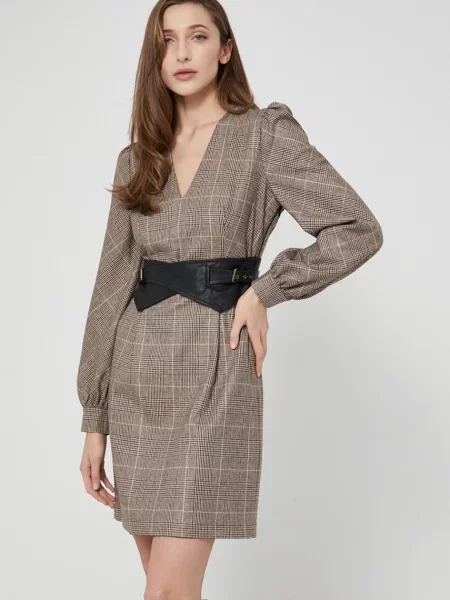 Twinset Rochie din amestec de lână maro