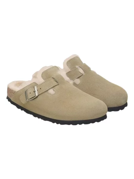 Klapki Birkenstock wełniane beżowe