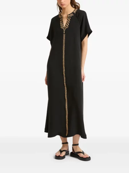 Rochie Yves Salomon cu broderie de mătase de costum negru