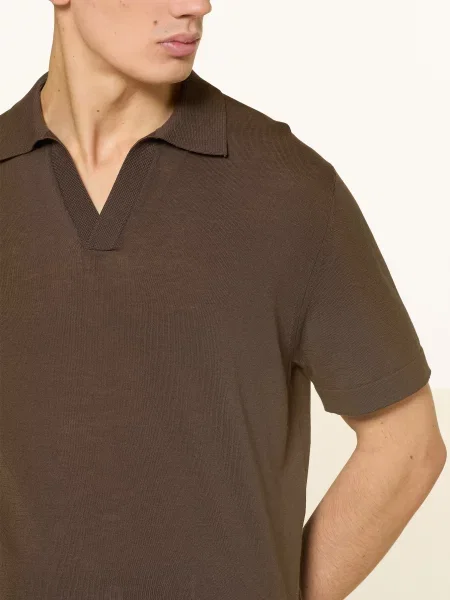 Cruna Pletené Polo Tričko tmavě hnědá