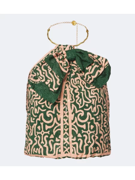 Top Johanna Ortiz cu imagine cu gât halter verde