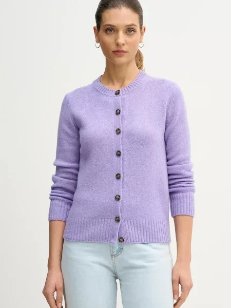 Вълнена жилетка United Colors of Benetton виолетово