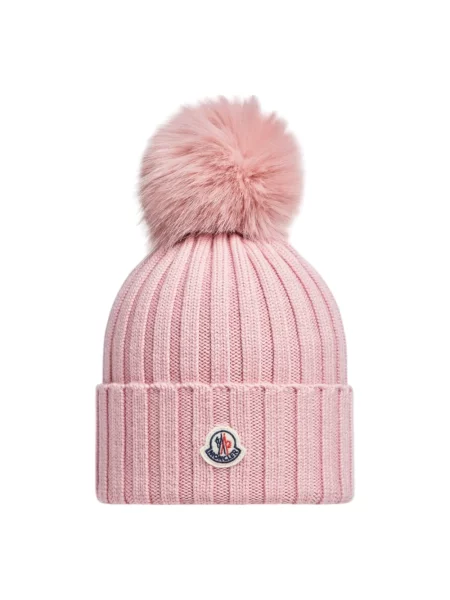 Czapka Moncler z pomponem różowa