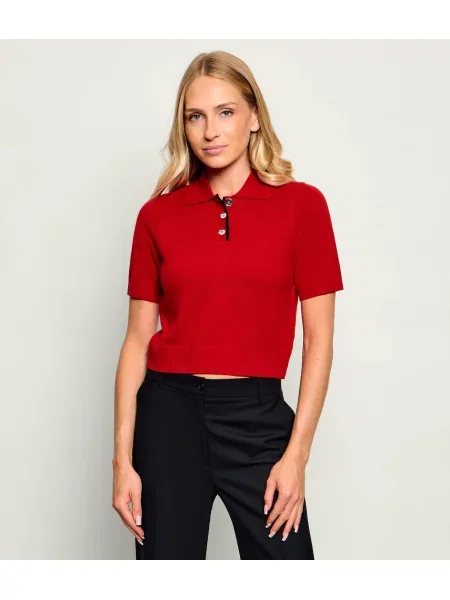 Pinko De lână pulover Gorgona | Cropped Fit cu adaos de cașmir roșu