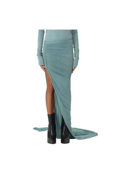 Sukienka maxi Rick Owens z długim rękawem elegancka niebieska