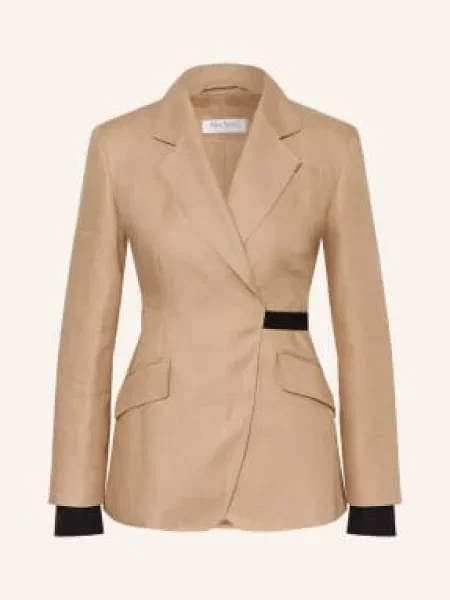 Max Mara Lněný Blejzr Fionda béžová černá