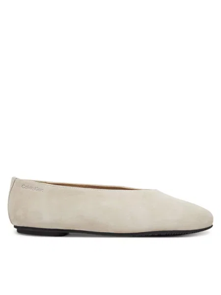 Semišové baleríny Calvin Klein BALLERINA ROUND HW SUE béžová