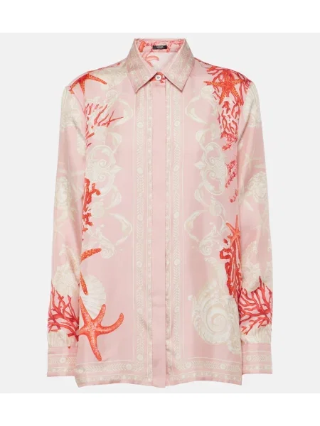 Cămașă Versace de mătase roz