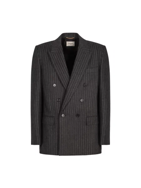 Marynarka Saint Laurent wełniana dwurzędowa szara