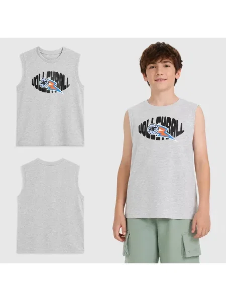 T-SHIRT CHŁOPIĘCY 4F KOSZULKA BEZ RĘKAWÓW szara