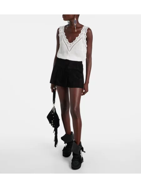 Fustă Isabel Marant din piele de căprioară negru