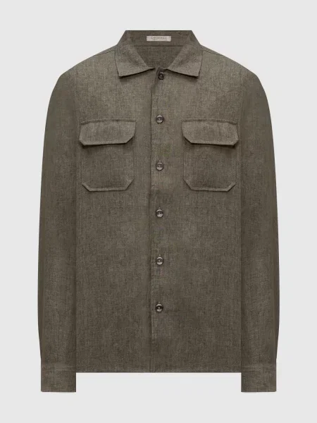 Сорочка з льону прямого крою Capobianco зелена