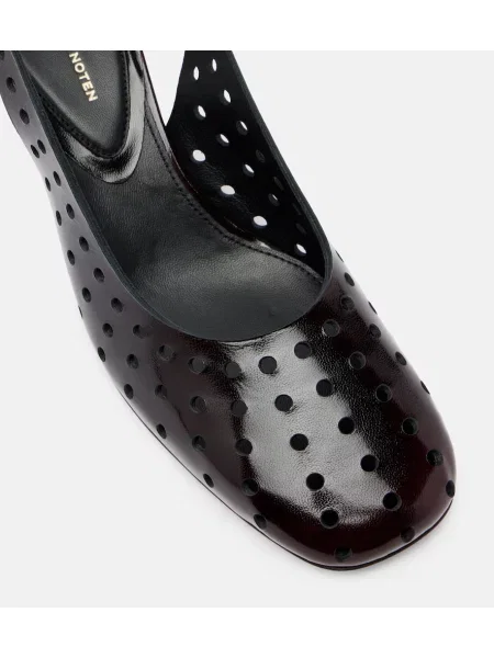 Pantofi cu toc Dries Van Noten din piele slingback bordo