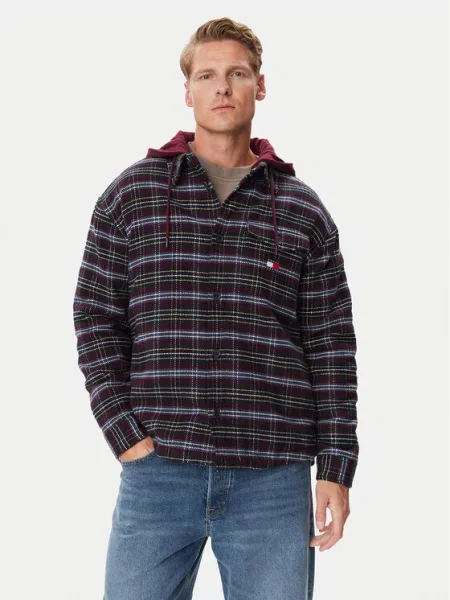 Tommy Jeans Srajčna jakna Bordo rdeča