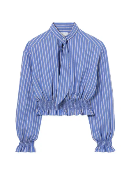 Top Claudie Pierlot cu dungi din poplin cu legături albastru