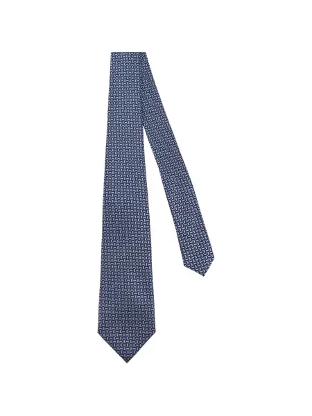 Cravată Kiton cu imprimeu geometric albastru