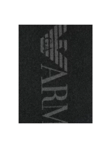 Szal Emporio Armani z frędzli wełniana szara