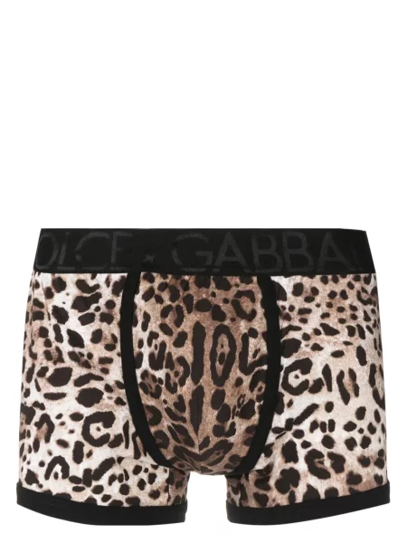Boxeri Dolce & Gabbana cu imagine cu model leopard stretch maro