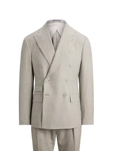 Costum Ralph Lauren Purple Label de lână cu două rânduri de nasturi gri