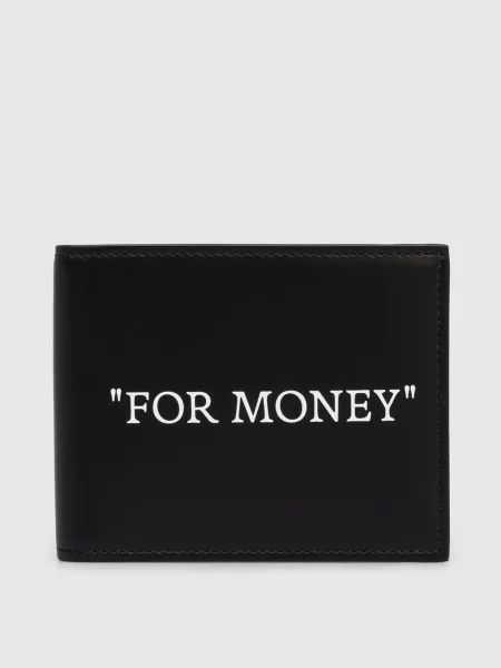 Шкіряні портмоне Quote Bifold Off-white чорне