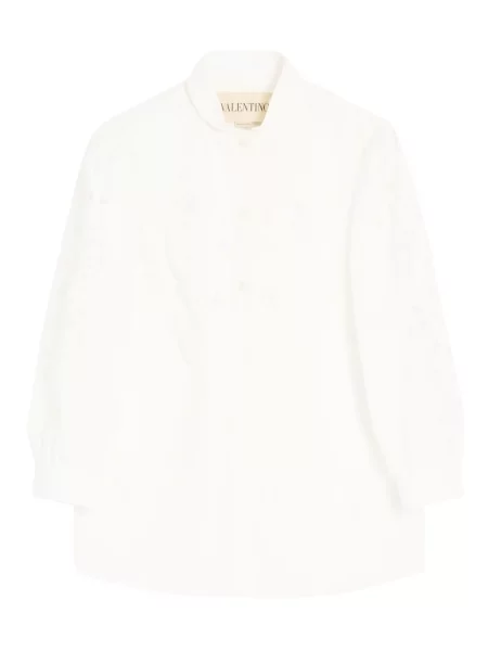 Cămașă Valentino Garavani cu broderie din poplin alb