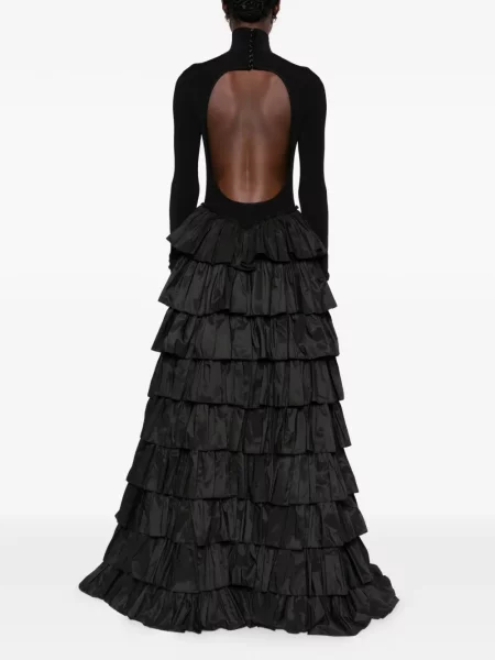 Maxi suknele Elisabetta Franchi su raukiniais juoda